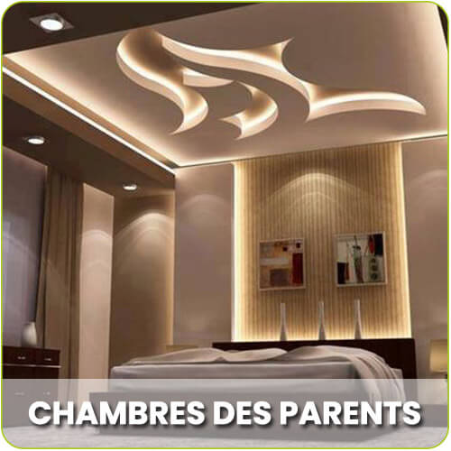 Aménagement décoration plafond Champbre des parents Tunisie